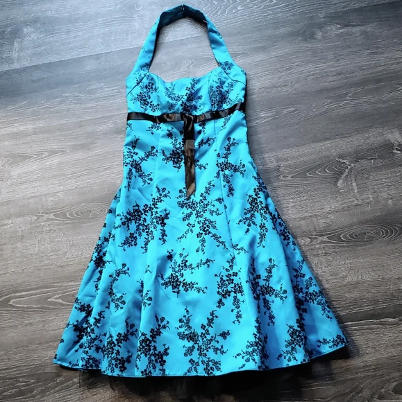 Dresses | Vintage Y2k Zum Zum By Nicki Livas Teal Halter Dress | Poshmark